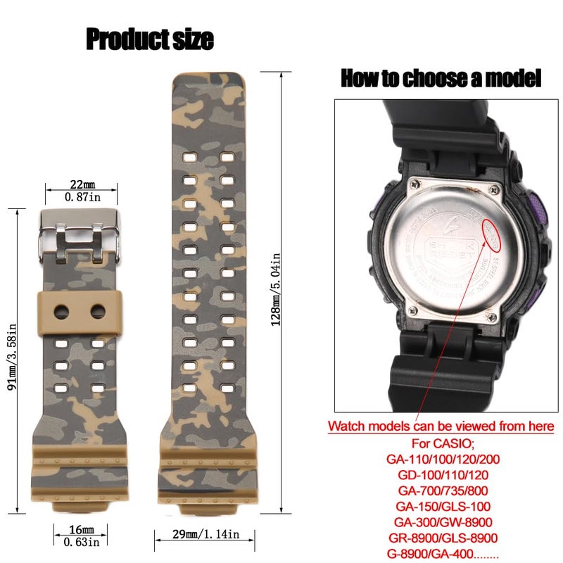 MCXGL 16mm Resin Strap Replacement for G-Shock ga110 ga100 ga120 gd100 g8900 Men's Rubber Watch Band - Image 2